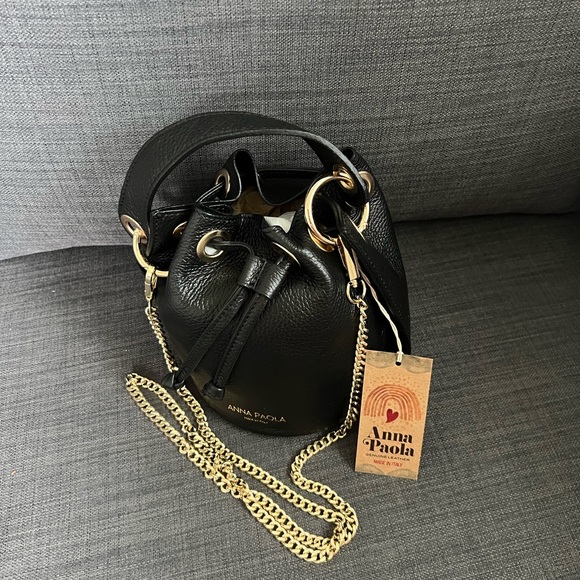 NWT ANNA PAOLA LEATHER BASKET HOBO SHOULDER BAG